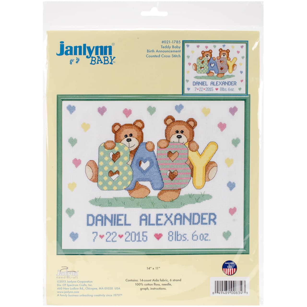 Janlynn&#xAE; Teddy Bear Sampler Counted Cross Stitch Kit